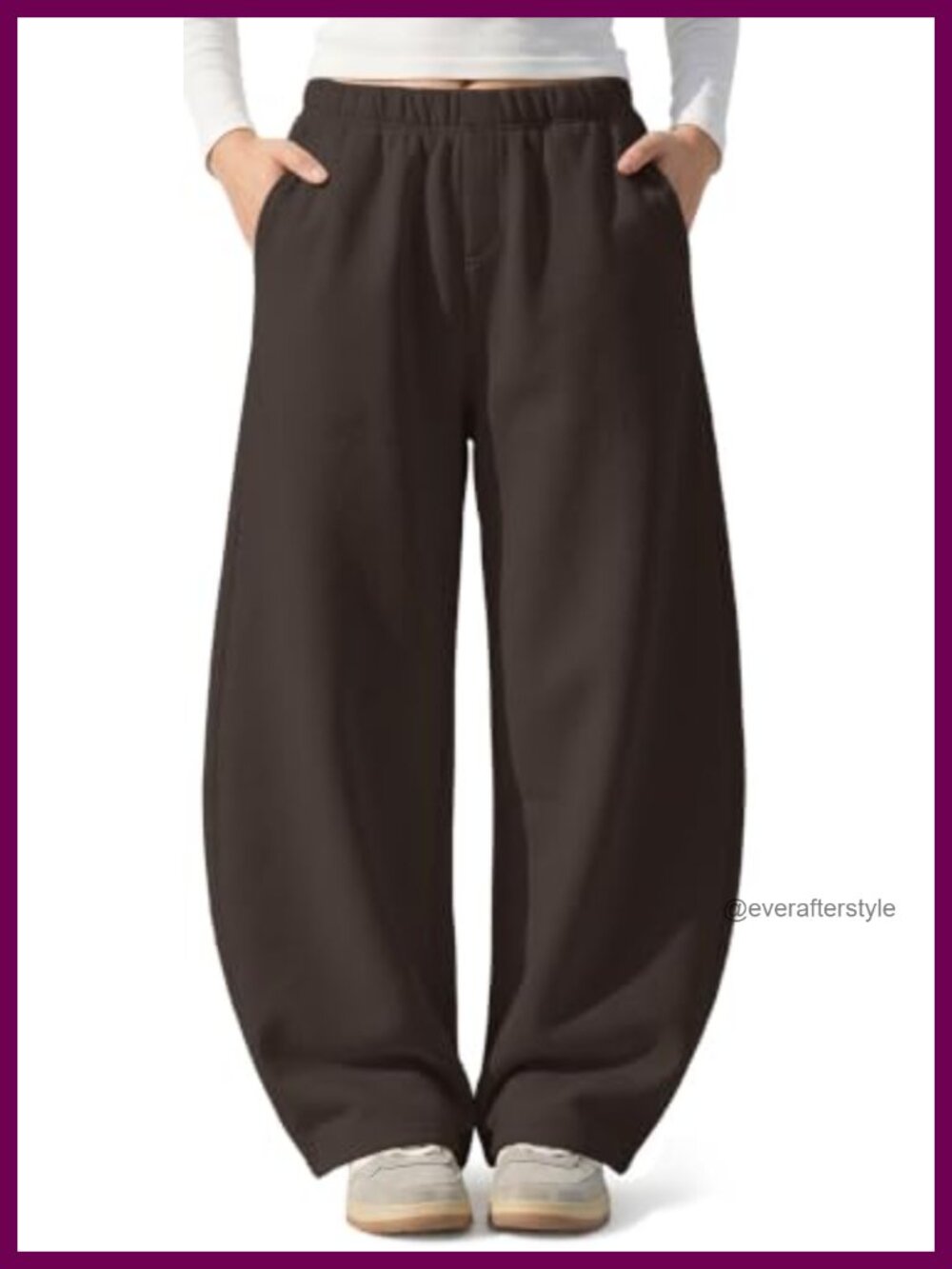 Fleece Lined Sweatpants Wide Leg Barrel Fit Cotton Blend